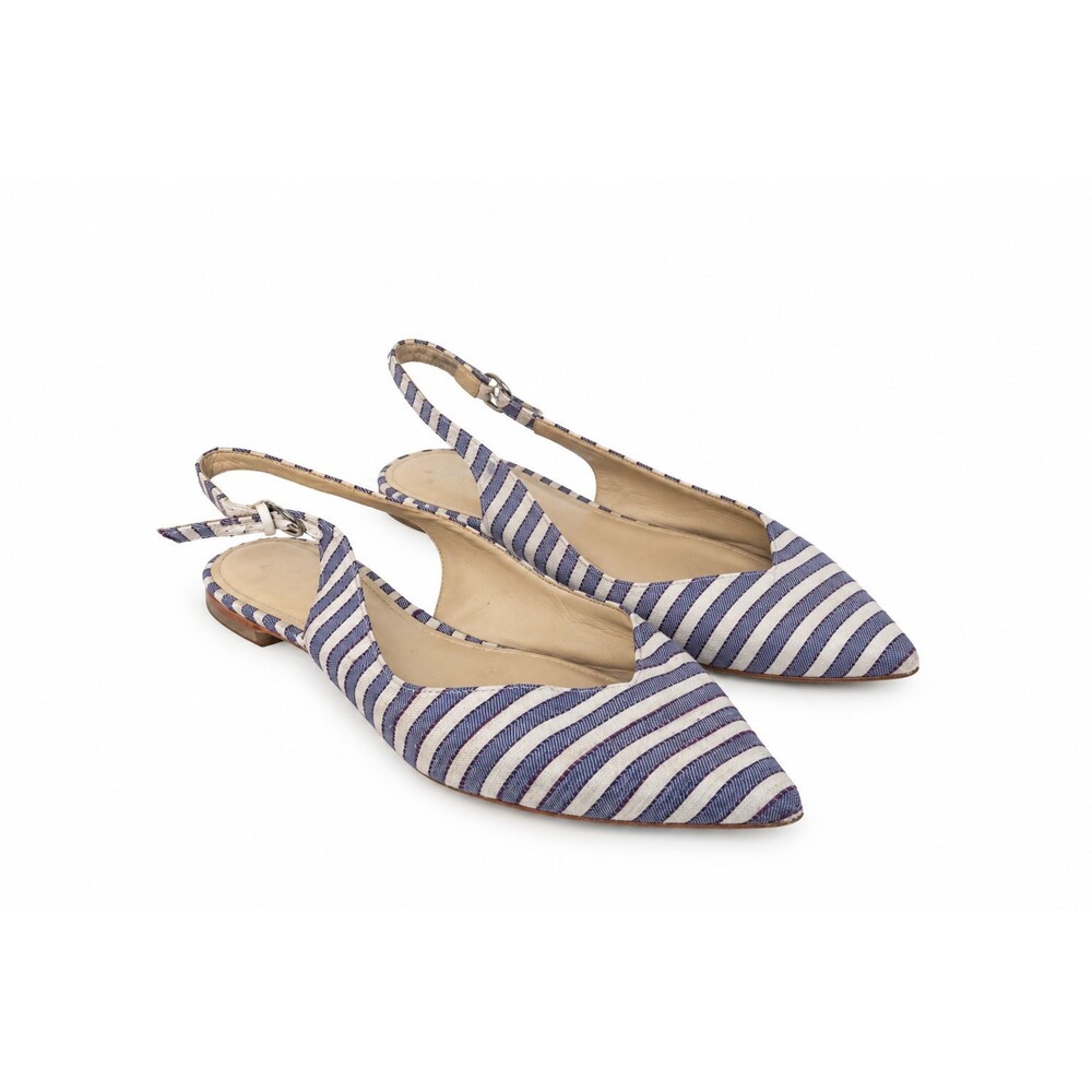 Marc Fisher LTD Striped Slingback Flats Women 9.5 Pointed Toe Preppy Coastal